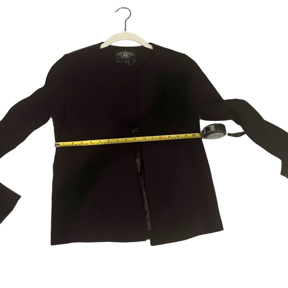 RACHEL Rachel Roy Elegant Black Blazer Leather Panel Luxury Designer Size 4 - Picture 4 of 8